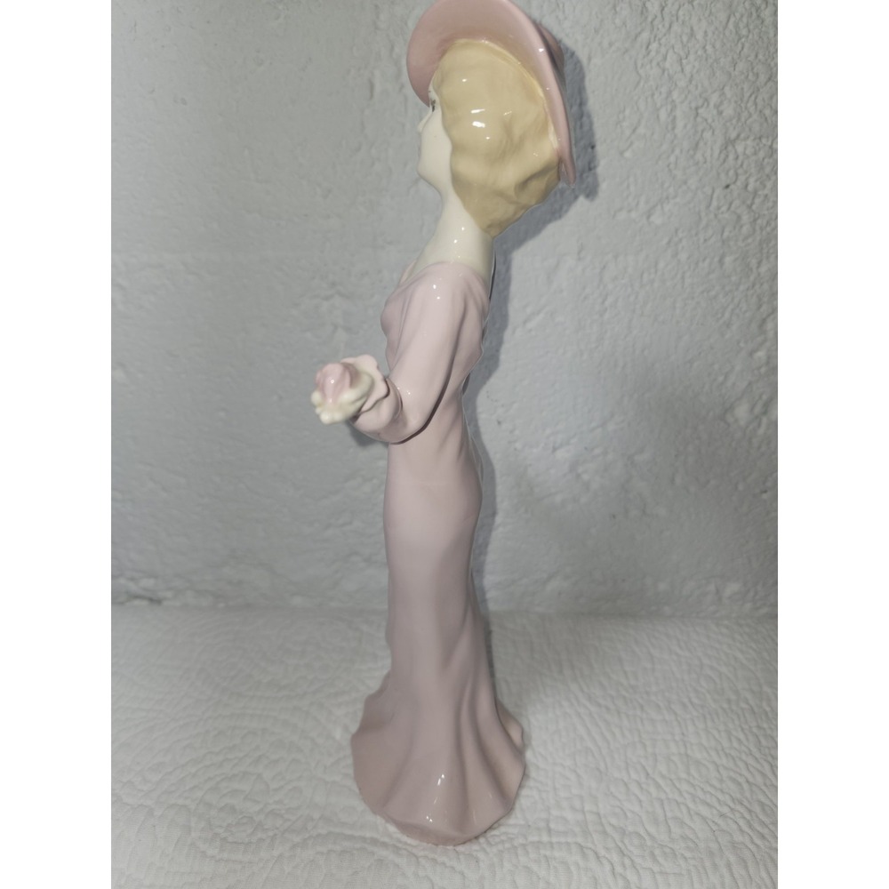 Vintage Art Deco Pink Lady With Umbrella Porcelain Figure 11" - Picture 5 of 10